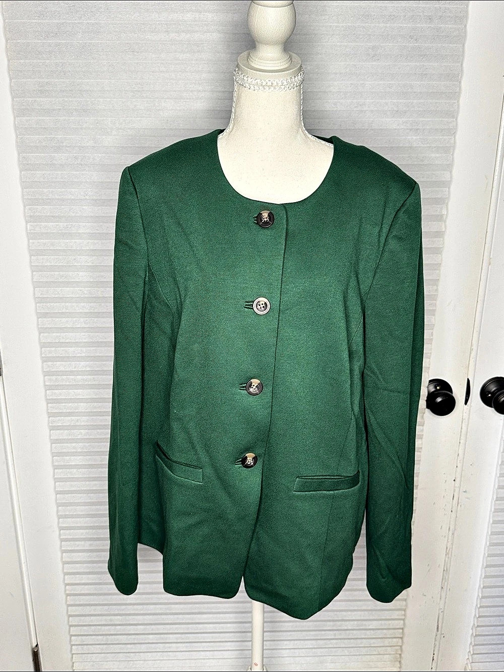 Boden Collarless Ponte Twill Blazer in Green Size 20-22 NWT